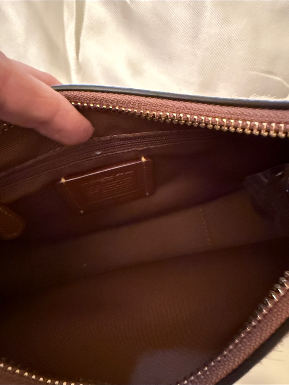 π€Coach NWT Emily Brown and Cream Calf-hair Cow Print Shoulder Bag/Gold Hardware - Picture 8 of 10